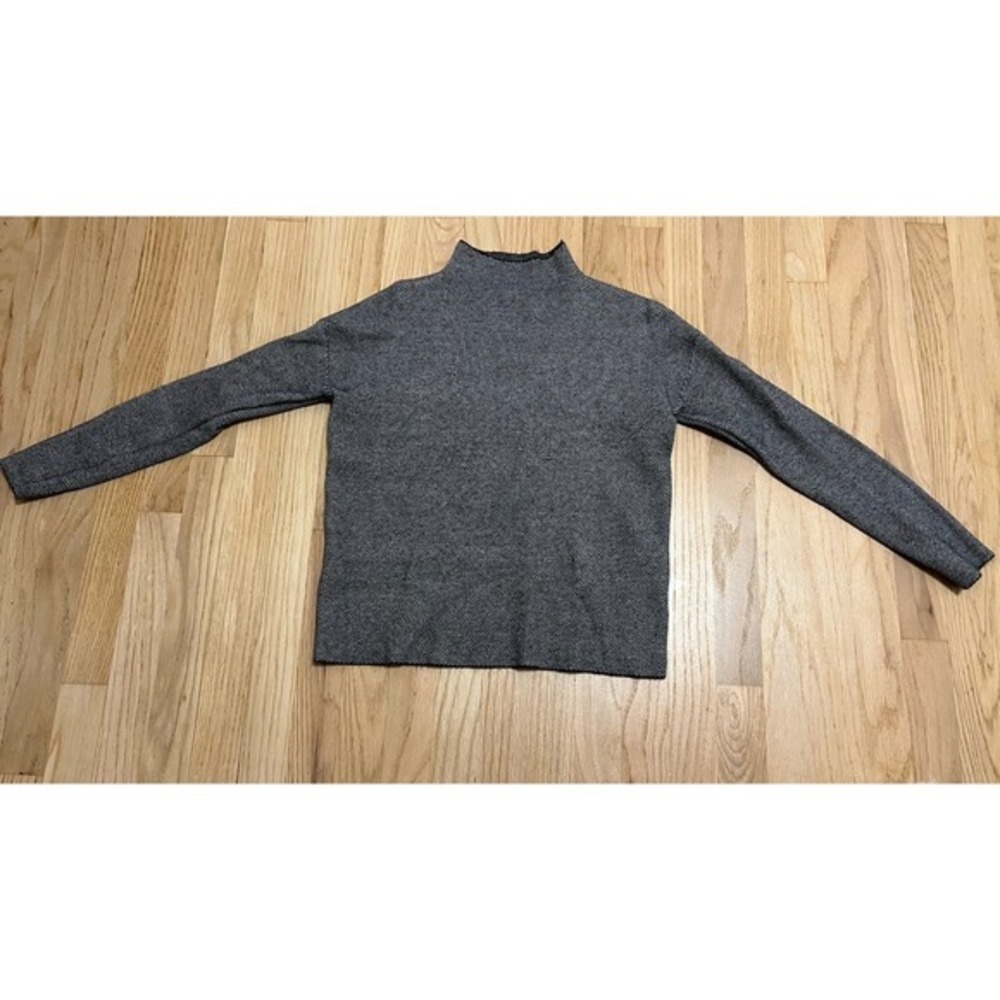 Cynthia Rowley Womens XS Mock Neck Sweater Black White Micro Pattern Knit